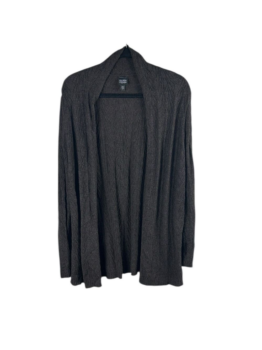 Eileen Fisher Chocolate Knit Open Front Cardigan Size L
